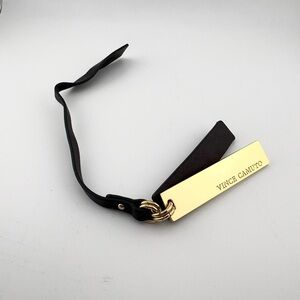 Vince Camuto Dark Brown PU Leather Bracelet with Gold Plate Luggage / Hang Tag